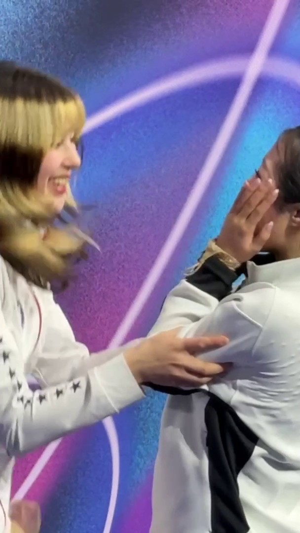 What a moment 🥺 Alysa Liu wins gold, and celebrates with bronze medalist Ami Nakai 😍