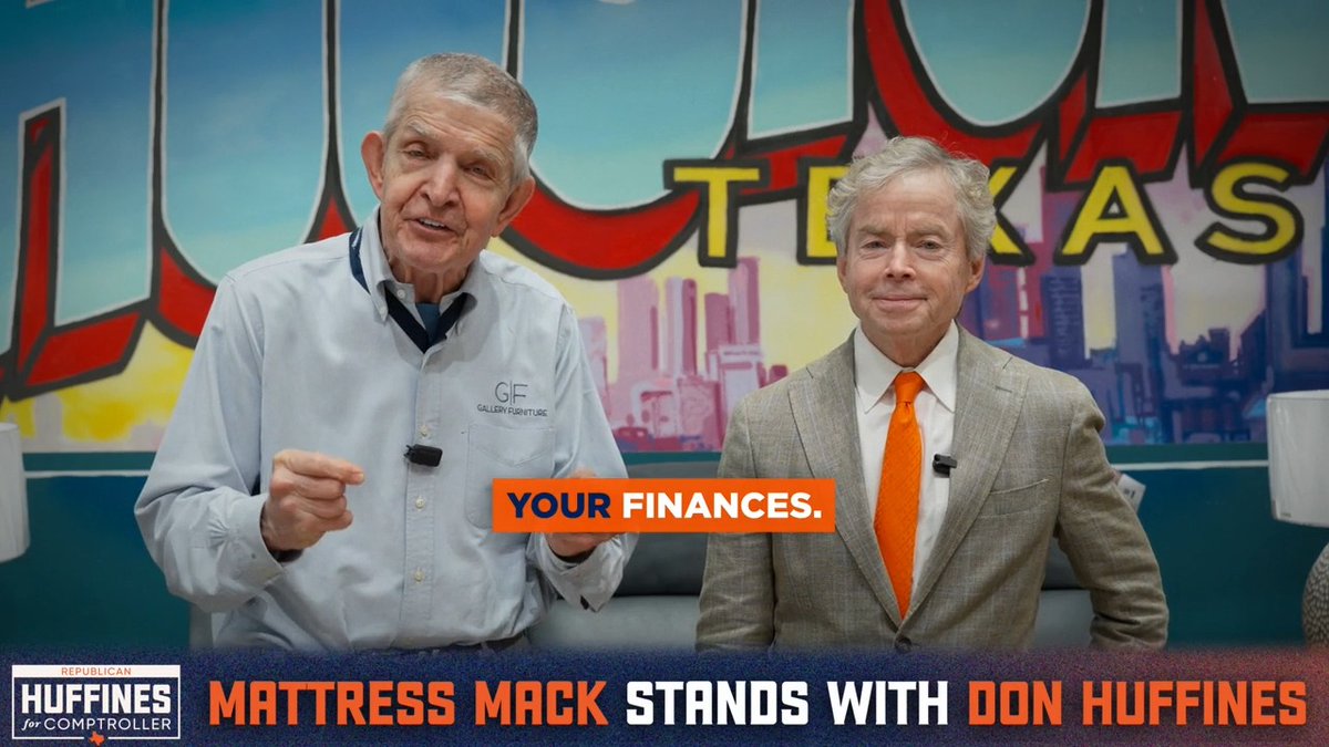Mattress Mack: “I hope you will join me in supporting Don Huffines as he follows in President Trump's footsteps by auditing our government and returning the savings to You - the taxpayer! Unfortunately, DC isn't the only swamp, career politicians throughout Texas have used our hard earned taxpayer dollars to enrich themselves. Like me, Don Huffines is a successful businessman who is committed to exposing government fraud, waste and abuse. Together, we will Save You Money!” ✅ Vote Don Huffines, the only MAGA Trump Republican for Texas Comptroller endorsed by U.S. Senator Ted Cruz, Charlie Kirk, and every major conservative organization in Texas including Texas Right to Life and Gun Owners of America. 🗓️ Early Voting: February 17-27 🗓️ Election Day: Tuesday, March 3 Learn more at