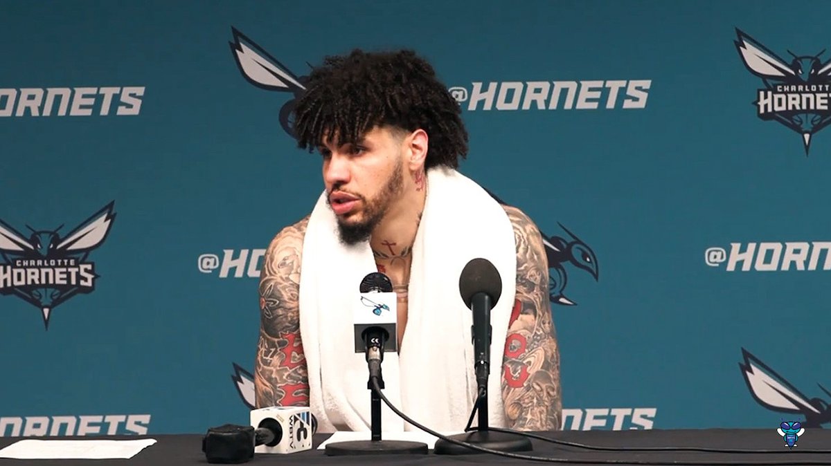 🎙️ LaMelo Ball on the Hornets' scoring lapses tonight: "We need to play with more pace, and we were just a little stagnant... I feel like the shots were good, just missed them."
