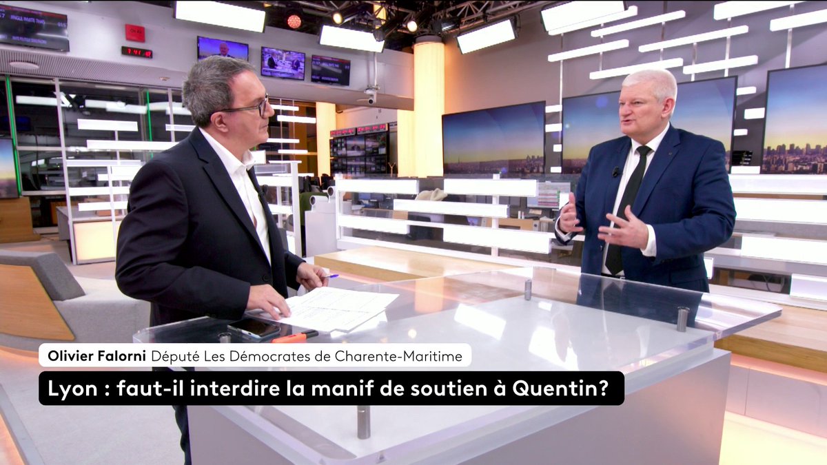 🔴 "Le pedigree des organisateurs ne présage rien de bon", affirme le député Les Démocrates Olivier Falorni, favorable à l'interdiction de la marche prévue en hommage à Quentin Deranque, samedi à Lyon. L'événement "entraînerait encore des violences", selon lui. #canal16