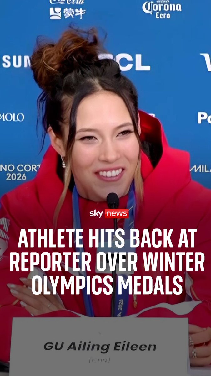 Chinese superstar Eileen Gu responds to a reporter who asked whether she saw her situation after two events as "two silvers gained or two golds lost". Gu became the most decorated women's freestyle skiing Olympian in history this week