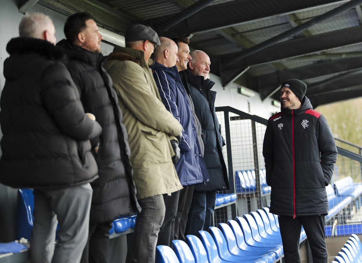 💙 Danny Röhl welcomed Rangers legends to training as preparations continued ahead of our trip to Livingston.
