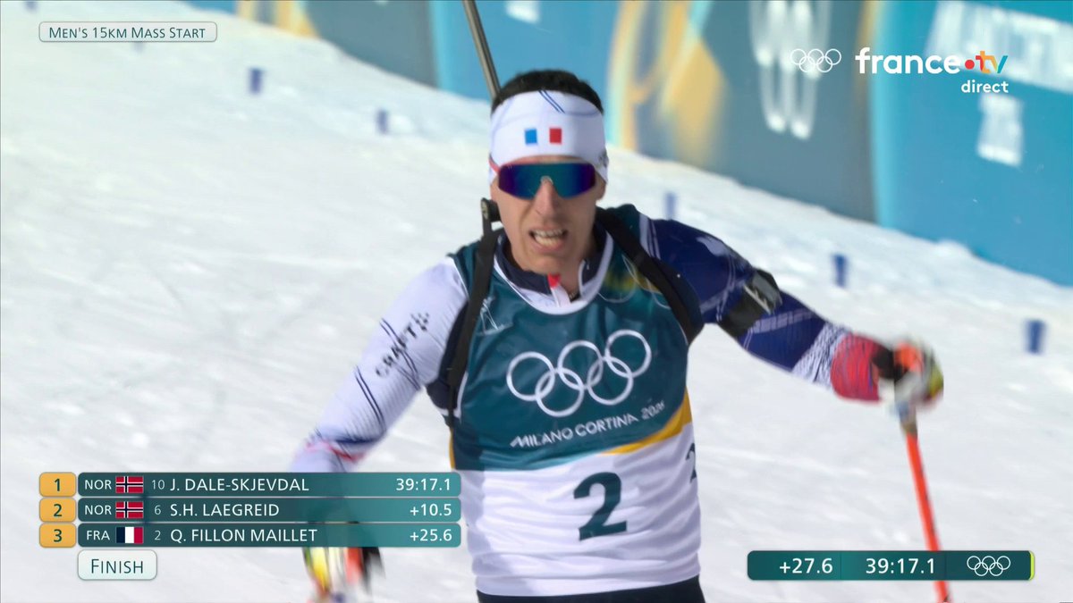 🇫🇷🥉 ALERTE MÉDAILLE HISTORIQUE QUENTIN FILLON-MAILLET EST MÉDAILLE DE BRONZE SUR LA MASS START !! IL DEVIENT LE FRANÇAIS LE PLUS MÉDAILLÉS DE L’HISTOIRE DES JEUX 🤯 #MilanoCortina2026