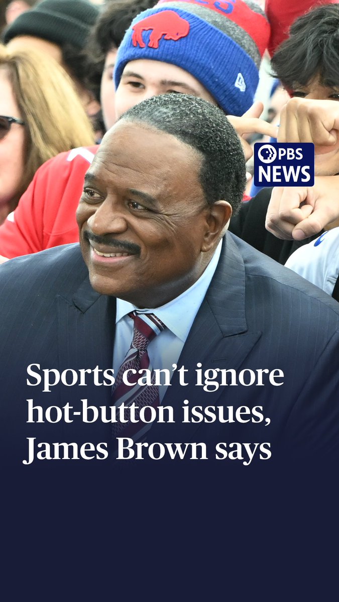 CBS sportscaster James Brown, better known as “JB,” says sports cannot ignore politics and social issues. "Turn me off then at the time that I'm giving the commentary, turn the football again back on," he said of people who argue that he and other sportscasters should not weigh in on current events. "But that doesn't mean that I am supposed to stick my head in the sand and ignore something that is problematic." Brown spoke to @IAmAmnaNawaz for the latest episode of PBS News' podcast, "Settle In." He discussed how he's used his platform to confront controversial issues. For the full episode:
