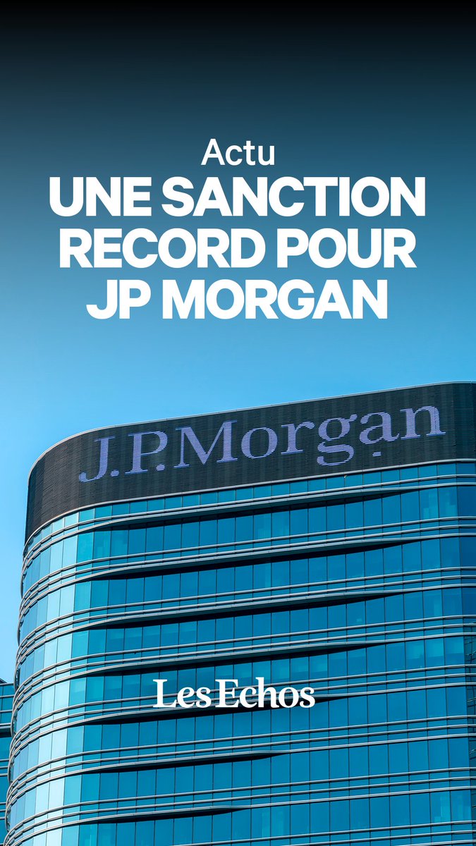💸 La BCE inflige une sanction record à la banque américaine JP Morgan. L'institution a infligé la sanction la plus élevée de son histoire à la banque américaine JP Morgan, pour avoir fourni des données erronées servant à calculer ses besoins en capitaux propres.