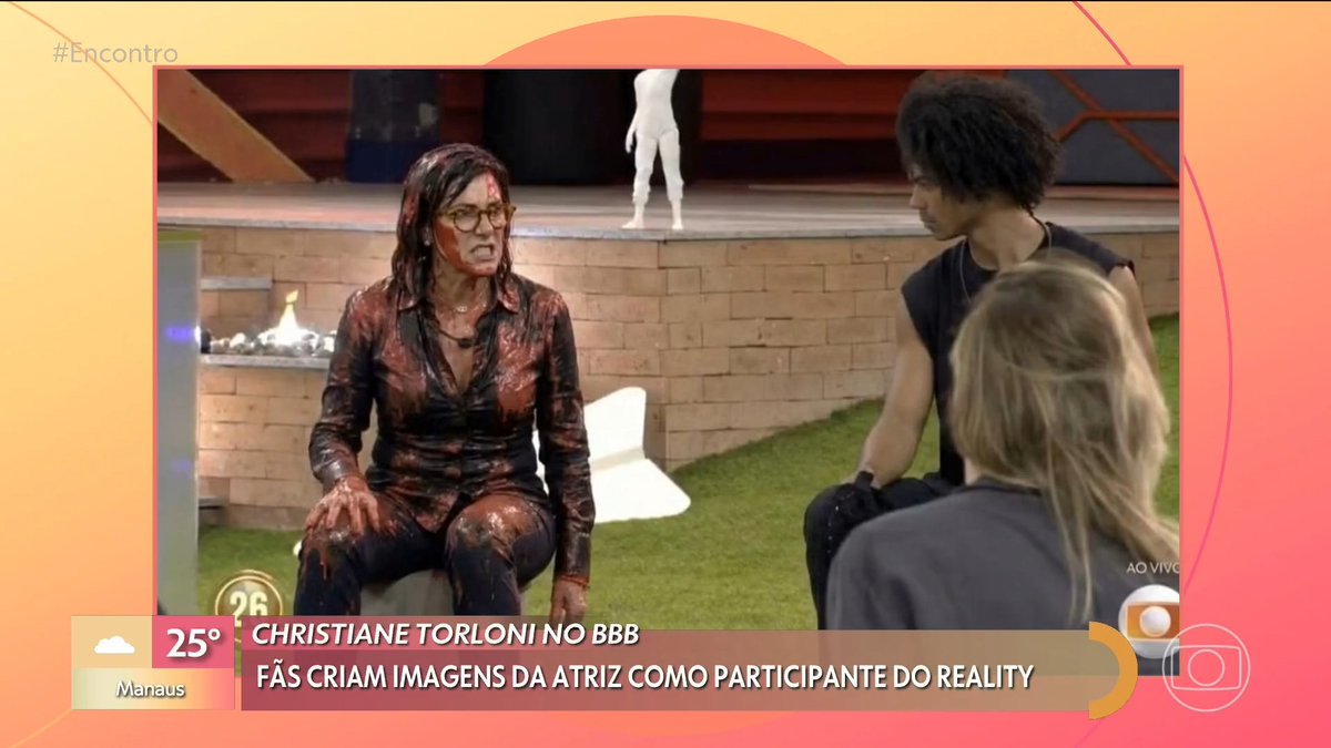A atriz Christiane Torloni, no Encontro, reagindo à sua participação fake no #BBB26. 😂