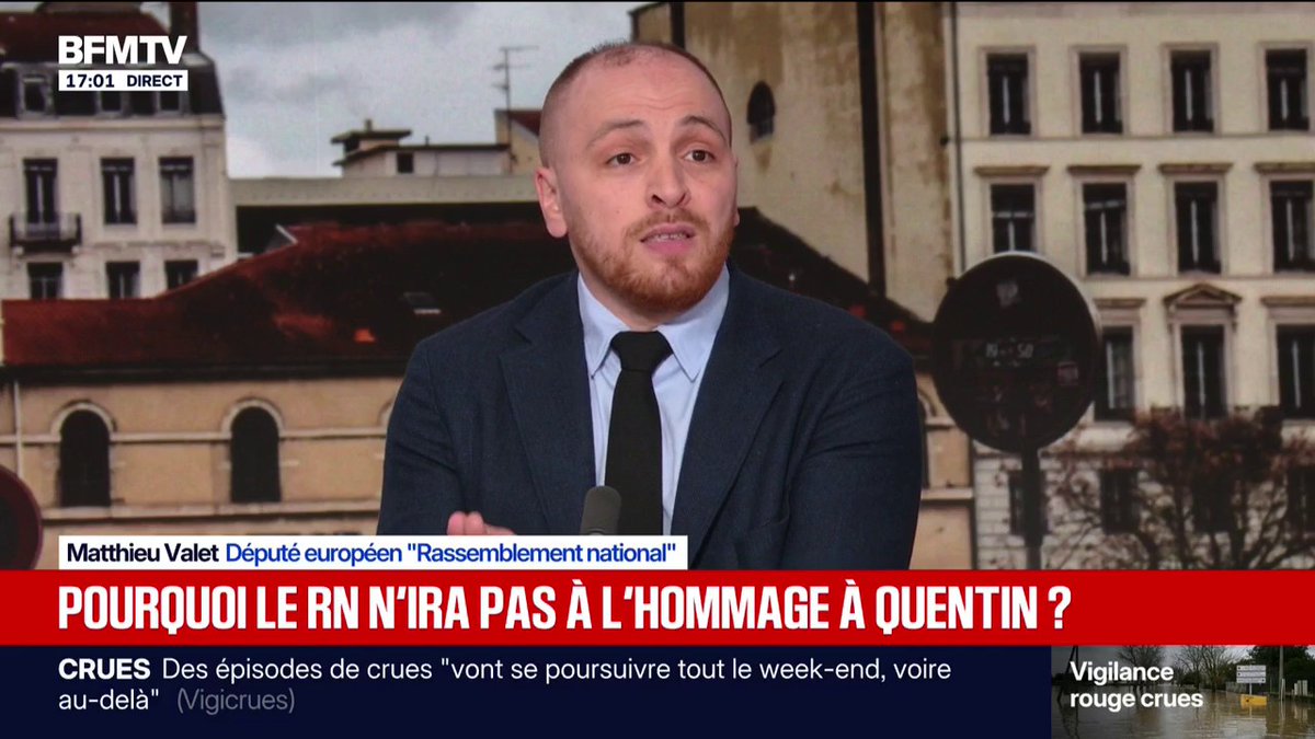 💬 "Parce que la famille a demandé à ce que le rassemblement ne soit pas politisé" ➡️ Matthieu Valet (RN), explique pourquoi son parti ne participera pas à la marche en hommage à Quentin Deranque