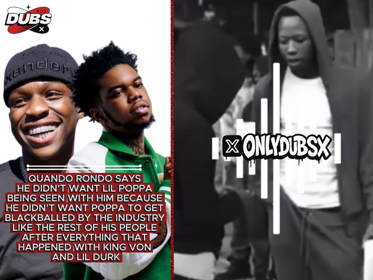Quando Rondo says he didn’t want Lil Poppa being seen with him because he didn’t want Poppa to get blackballed by the industry like the rest of his people after everything that happened with King Von and Lil Durk 😔💔 "I wanna see you go farther."