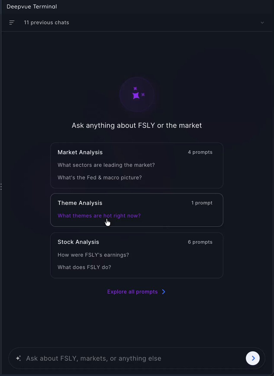 Natural Language Screening via Deepvue Terminal - Create Screens using Natural Language - Automatically saved and loaded on creation Here is a preview 🚀 Coming next week