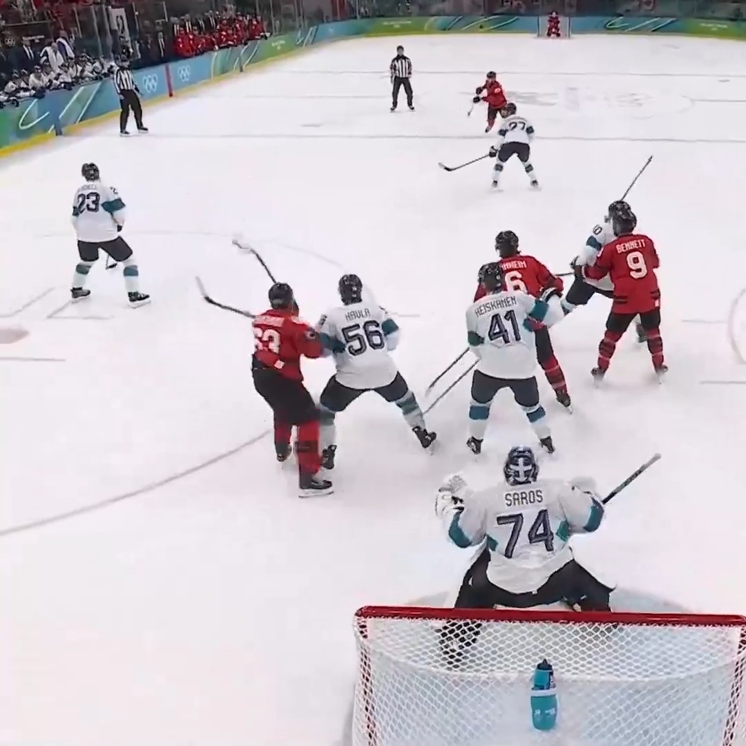 SHEA THEODORE TIES IT WITH A LASER. CANADA FIGHTS BACK TO 2-2. 📺 Peacock & USA | #WinterOlympics