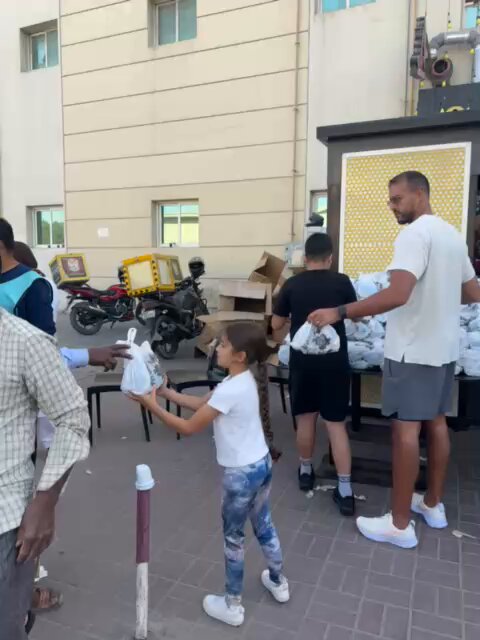 I’m distributing daily meals for the less fortunate at Al Quoz Labour Camp all Ramadan, 4–5pm daily. Each meal costs 7 AED &amp; includes chicken biryani, fruit, dates, laban/juice &amp; water. If you’d like to contribute, you’re welcome to join us in person or contribute directly.
