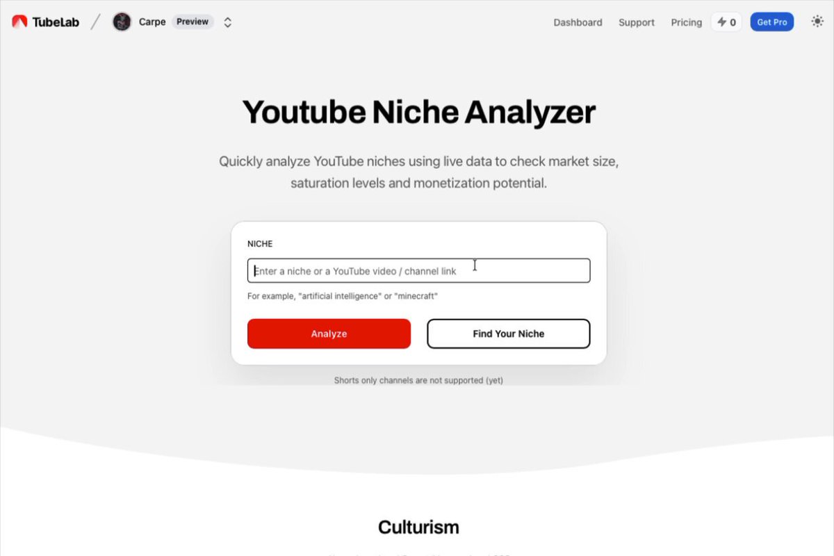 ANALIZA TÚ NICHO DE YOUTUBE SHORTS!!!🫵🏼 Gracias a esta herramienta puedes saber como de monetizable o bueno es el nicho de tu canal de youtube!🫡 También te permite buscar cual es tu nicho ideal. Link en los comentarios ;)