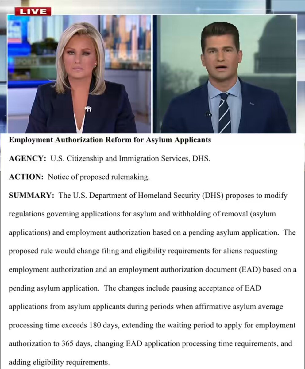 🚨 BREAKING: President Trump is considering a rule to DRAMATICALLY restrict work permits granted to “asylum seekers,” which would deter third-worlders from places like Haiti from lodging fake asylum claims This is a GREAT move! It’d be significantly more difficult for them to come in and take American jobs in places like Springfield, Ohio. Make it happen, President Trump!