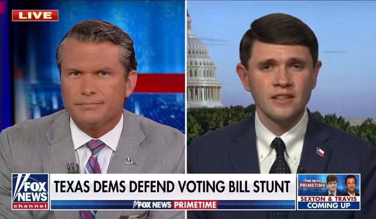 In 2021, James Talarico called out Pete Hegseth for using his platform on Fox News to spread lies. “You have made a lot of money personally, and you’ve enriched a lot of corporations with advertising by getting on here and spewing lies and conspiracy theories”