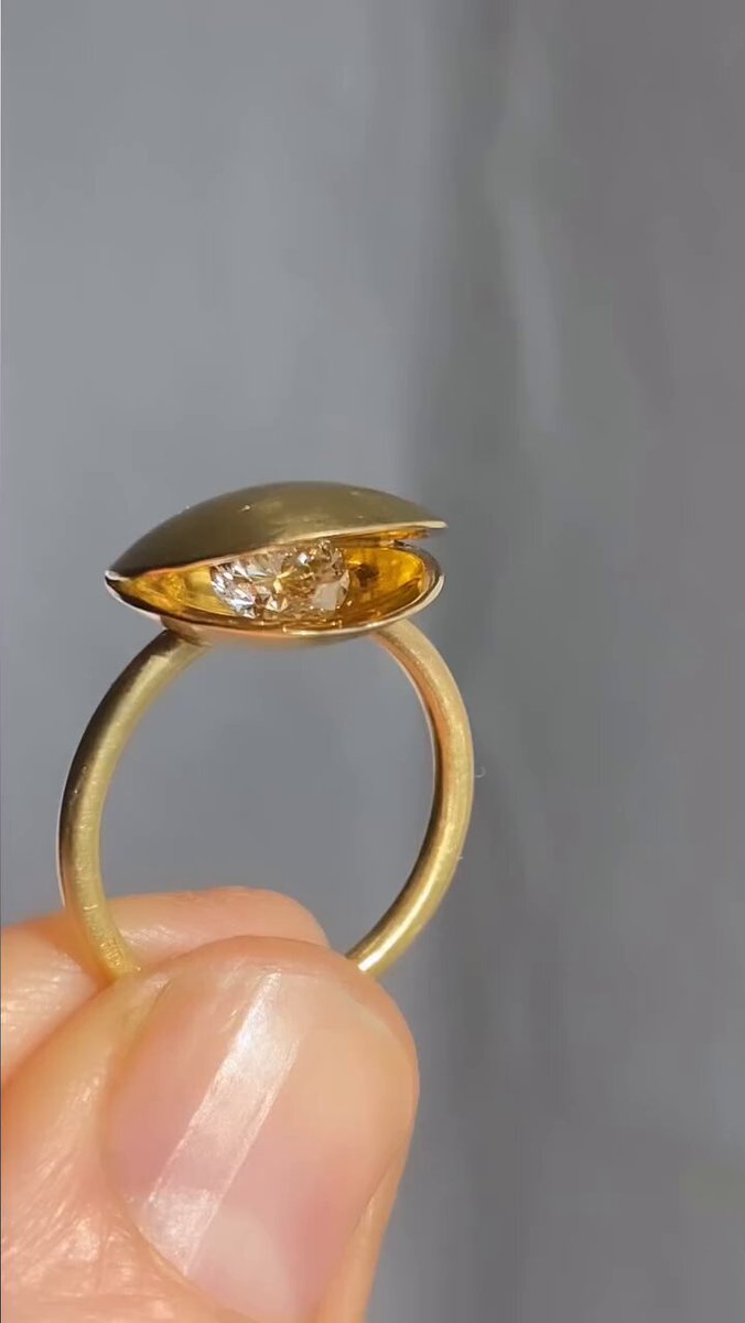 A hidden gem, quite literally. This sparkling diamond, set free in recycled gold, transformed by Fie Bodenhoff.