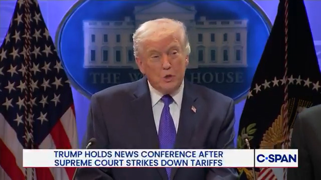 President Trump: "The Supreme Court's ruling on tariffs is deeply disappointing and I'm ashamed of certain members of the Court, absolutely ashamed for not having the courage to do what's right for our country."
