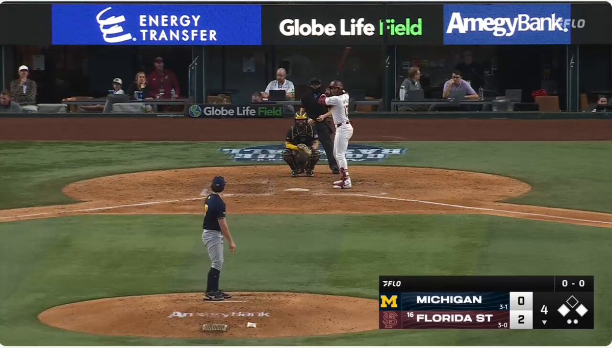 Noah Sheffield delivers a two out RBI and FSU leads Michigan 3-0 thru four in Arlington, Texas 🎥 FloCollege | Baseball