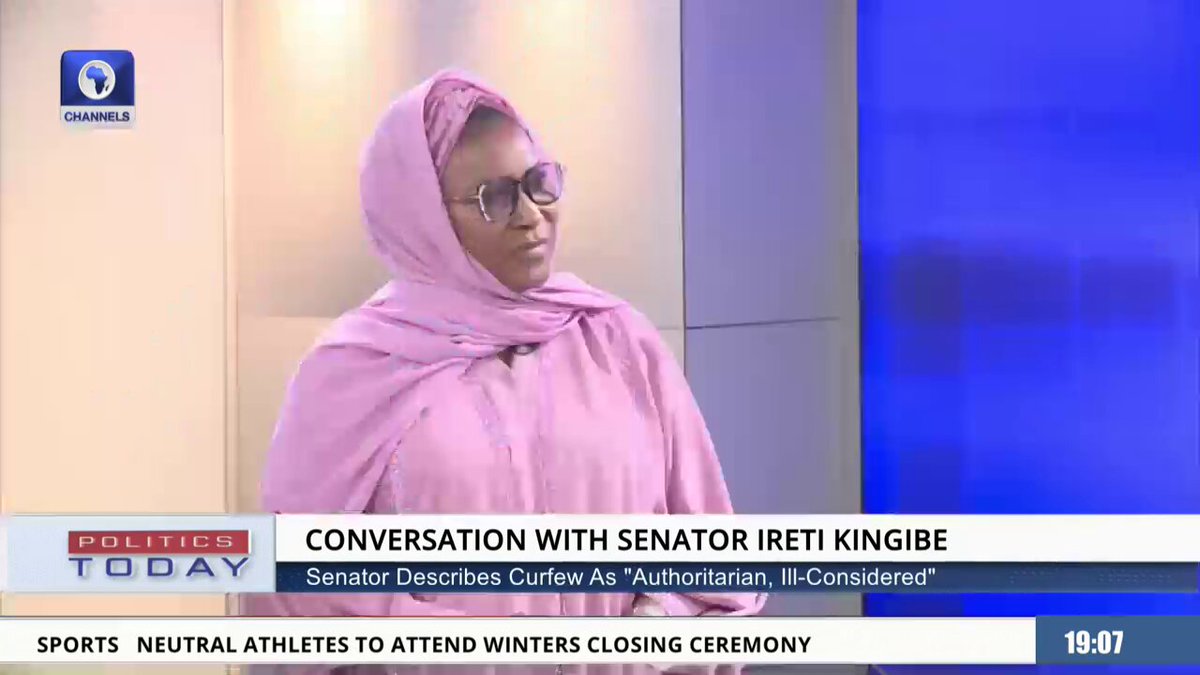 The FCT Minister cannot wake up and decide that nobody should move around in FCT without any explanation. - Sen. Ireti Kingibe, Senator representing the FCT, speaking on curfew imposed in the FCT ahead of the council elections. #PoliticsToday