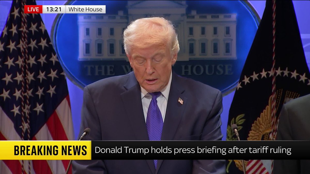 BREAKING: After the U.S. Supreme Court blocked the president's global tariffs, Donald Trump has said 'foreign countries are 'dancing in the streets'. 📺 Sky 501, Virgin 602, Freeview 233 and YouTube