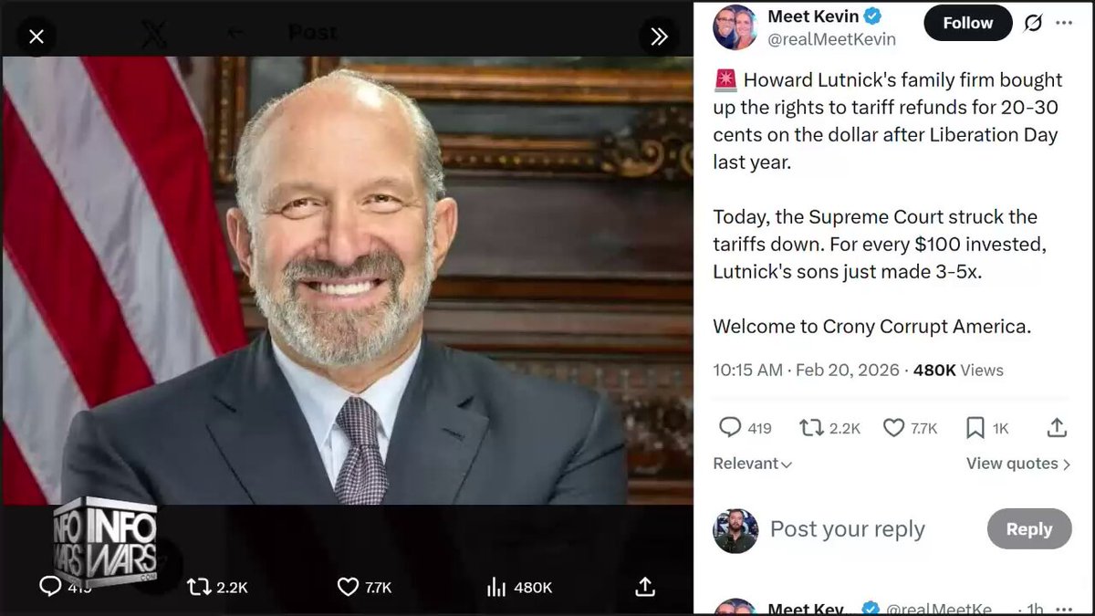 MAJOR SCANDAL BREAKING: President Trump's Commerce Sec. Howard Lutnick's Family Just Made BILLIONS By Betting Against Trump's Tariffs That Were Written By Their Father! Bottom Line— This Is Next-Level Insider Trading & Another Major Scandal For Lutnick After Lying About His Relationship With Epstein! »»TUNE IN NOW FOR THE LATEST»»