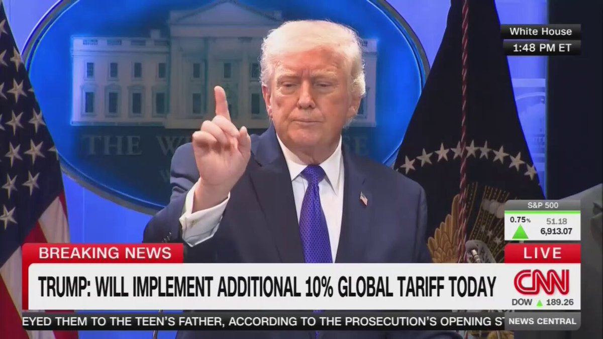 Trump: Last week I gave the farmers $12 billion out of tariff money. We have tariffs—we just have them in a different way. And now they've been confirmed by the supreme court