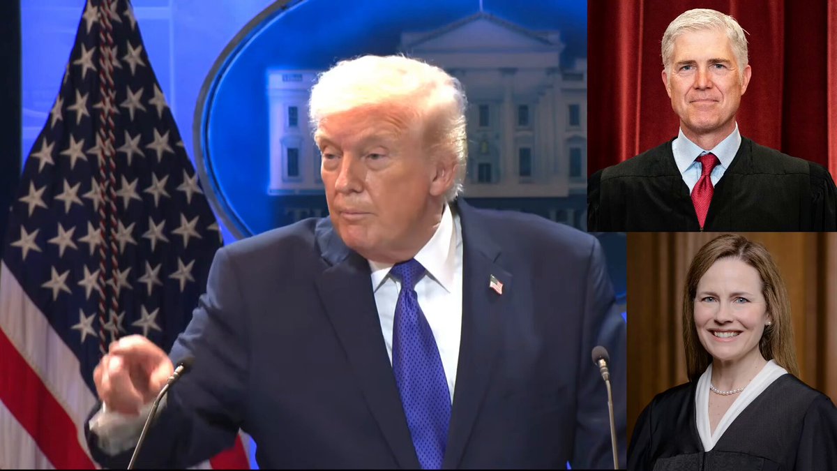 🚨BREAKING: President Trump says SCOTUS Justices Amy Coney Barrett and Neil Gorsuch "EMBARRASSED" their families by ruling against his tariffs "Their decision was terrible. I think it's an EMBARRASSMENT to their families, you wanna know the truth. The 2 of them."