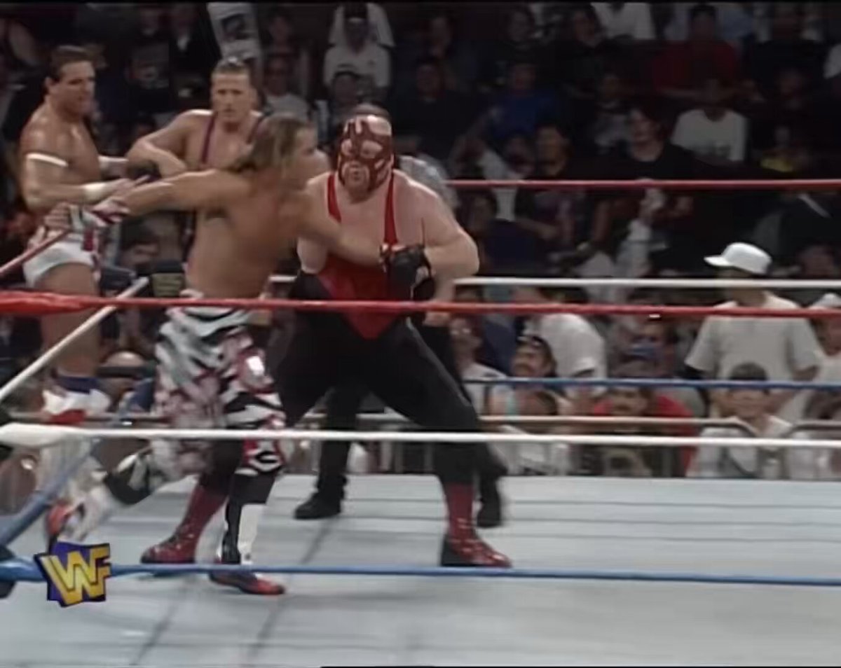WWF Champion Shawn Michaels, WWF Intercontinental Champion Ahmed Johnson &amp; Sycho Sid vs Vader, Owen Hart &amp; British Bulldog WWF In Your House: International Incident July 21, 1996