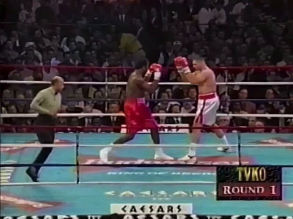 Lennox Lewis demolishing Andrew Golota in just 95 seconds to retain the WBC heavyweight title. October 4, 1997.