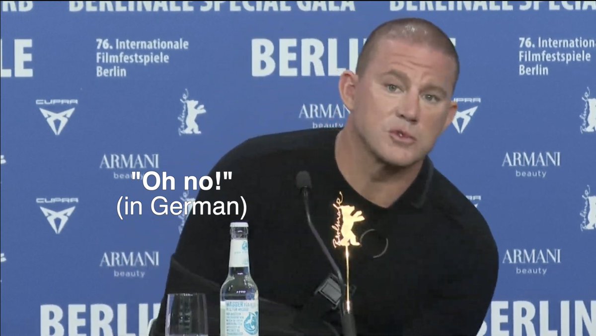 Silencing at #Berlinale after reporter Kira Müller asks actor Channing Tatum today about the open letter by 100+ Hollywood artists criticizing the festival for "silence" on Gaza... A German film critic hated the question. Tatum got confused. The moderator moved one.