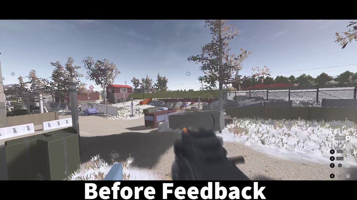 We toned down the visual recoil based on your feedback. Keep in mind this is WIP, next step is to see how it plays in our next open playtest and get your feedback.