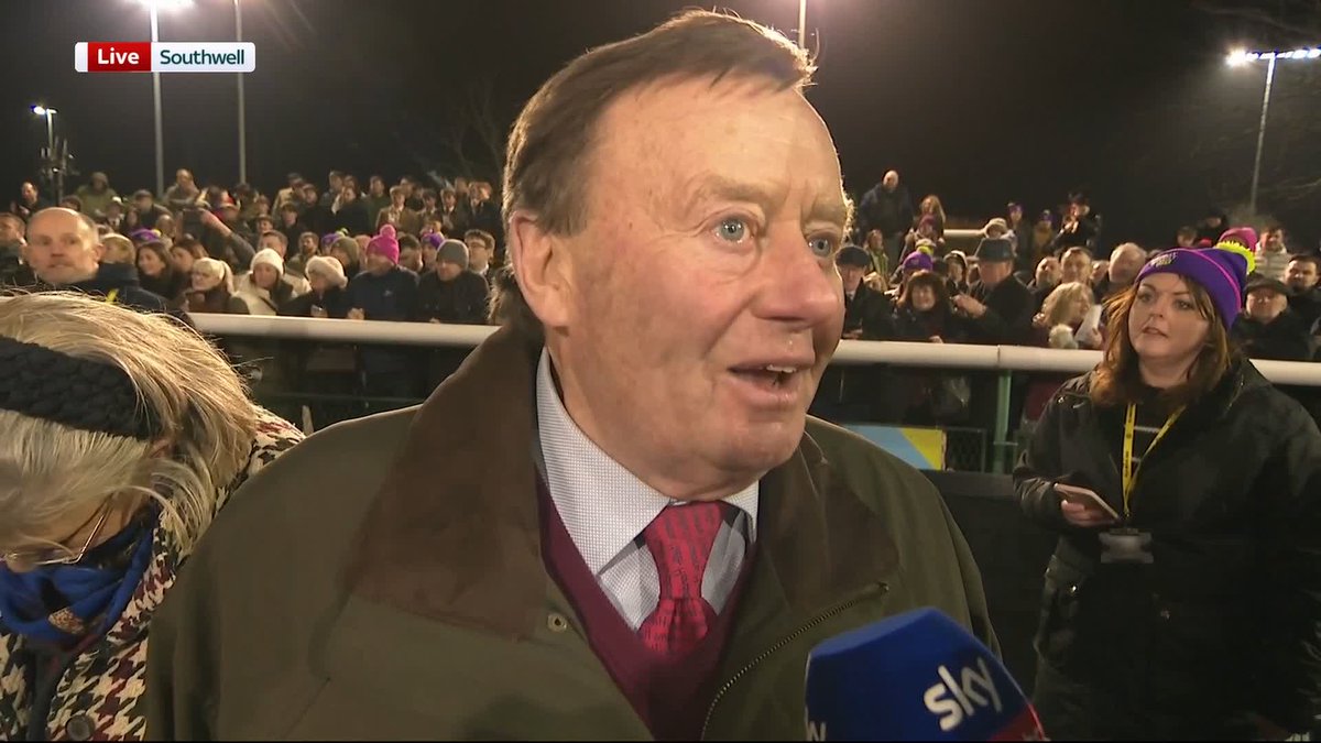 "We've got tears of joy tonight!" A proud Nicky Henderson celebrates victory for Constitution Hill at Southwell Racecourse...