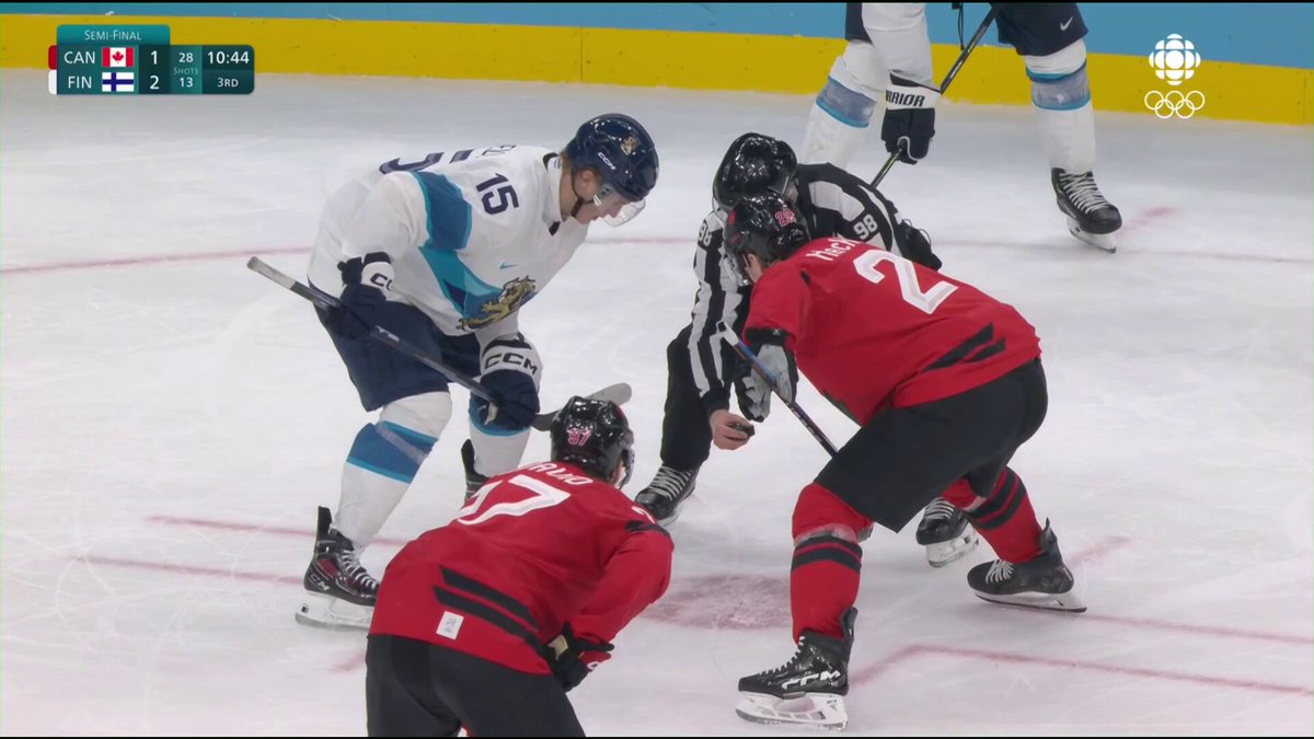 This is the set faceoff play Mike Johnson referenced in the third period. The inside winger skates under the pile and up the wall, similar to a classic over-under play. Typically, the next look would go to the high slot for the opposite winger On this attempt, Toews activates from the weak-side defence position and cuts into the slot. Finland does a good job recognizing it, as this likely would have resulted in a Grade A chance Also... a few additional examples of over-under plays with an active weak-side defenceman for reference (more down weak side flank vs cutting through slot)