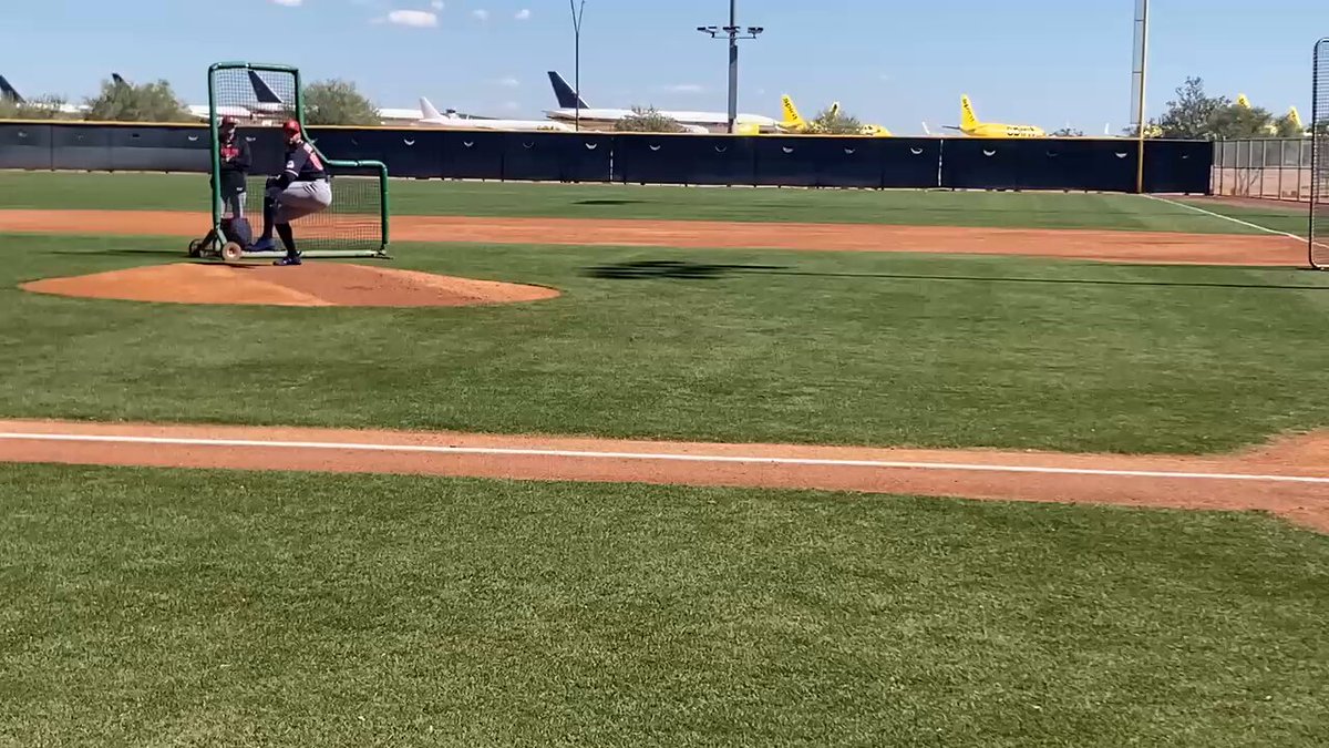 Daniel Espino throwing I’ve BP in Goodyear.