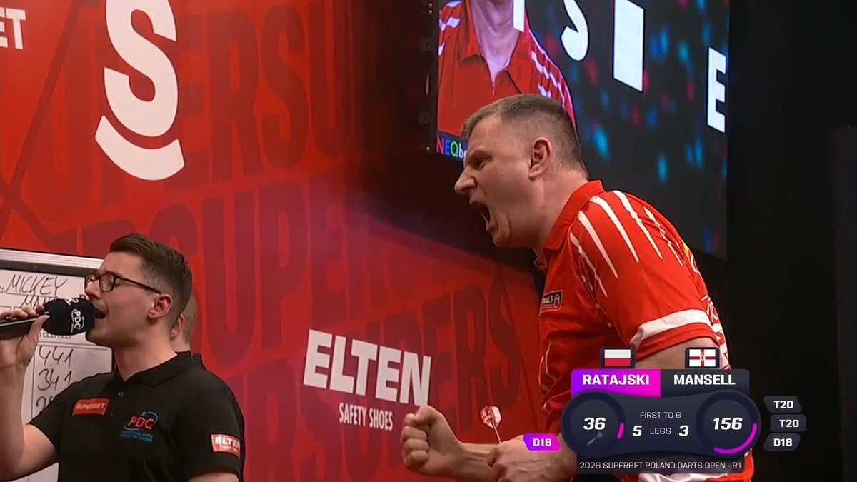 VICTORY ON HOME SOIL! 🇵🇱 Krzysztof Ratajski is through to Round Two of the Poland Darts Open following a 6-3 victory over Mickey Mansell! 📺 #ET1