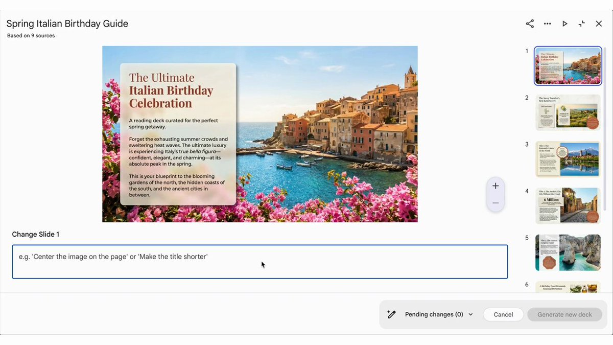 Slide Revisions are officially rolling out to ALL users! 🥳 Whether you're creating Slide Decks for business or turning your sources into delightful storybooks, use our prompt-based revisions feature to make sure each slide's text, color, and visuals are exactly what you need.