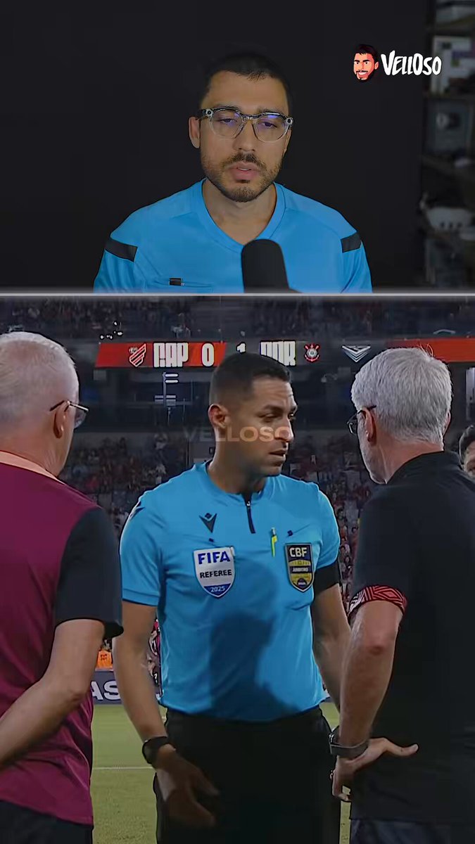 Leitura labial do árbitro Rodrigo José Pereira de Lima conversando com Dorival e o Odair na partida Athletico x Corinthians.