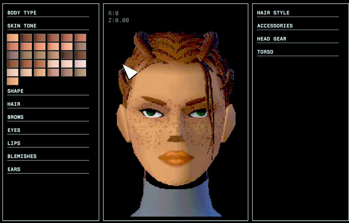 Started building a character editor, got so much UI to build and hook up. Also need to tweak the effect on characters, doesn't look right with darker skin tones.