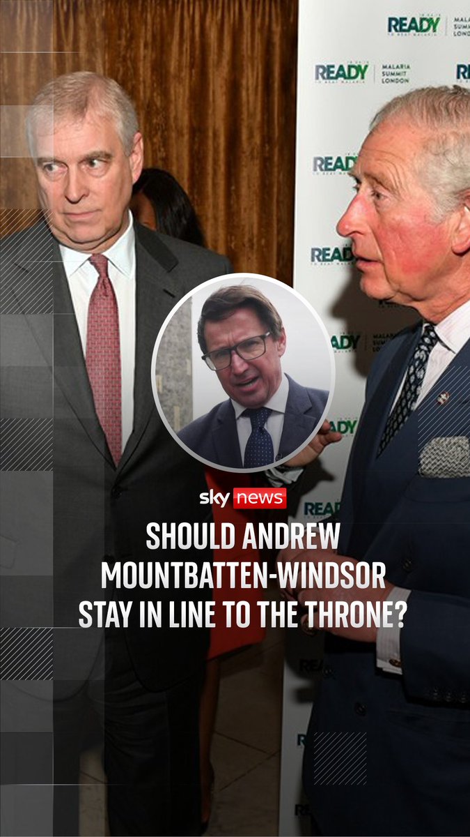 Andrew Mountbatten-Windsor remains eighth in line to the throne, despite being stripped of his titles over his relationship with Jeffrey Epstein. Sky's Jason Farrell asks the public whether Andrew should be removed from the royal line of succession.