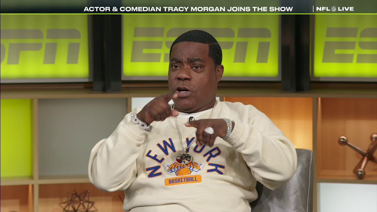 "The Knicks. That's my team. Cause that's New York City, baby! That's where King Kong died. And we told Godzilla, you next!" Tracy Morgan brought some New York energy to NFL Live 😂