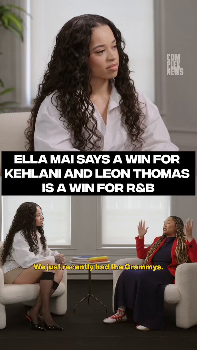 Ella Mai says a win for Kehlani and Leon Thomas is a huge W for R&amp;B at the #GRAMMYs 👏