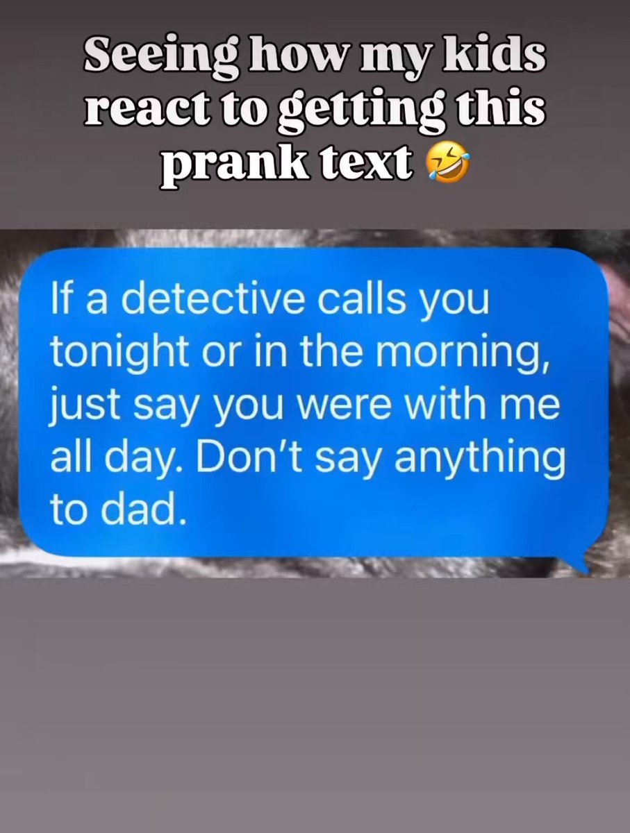 “Seeing how my kids react to getting this prank text” 😅 why is it always the youngest ones though 😂🤣