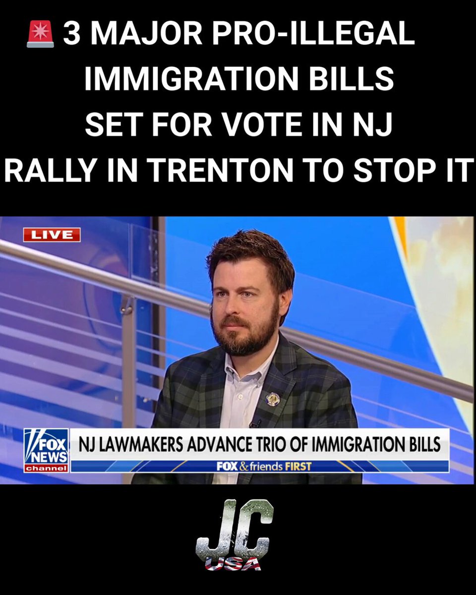 🚨 ALERT - Three MAJOR PRO-Illegal Immigration Bills are set to go to vote in New Jersey. These 3 bills will: PROHIBIT law enforcement from stopping, questioning, arresting, searching, or detaining someone based on their actual or suspected citizenship status or violations of federal civil immigration law. BAN inquiring about immigration status RESTRICT ANY assistance to federal immigration authorities LIMIT how state and local governments, courts, and health care facilities can collect, retain, or share personal data like citizenship status, place of birth, Social Security numbers, or taxpayer IDs. RESTRICT the NJ DMV from sharing driver data. BAN all law enforcement officers operating in NJ—including federal agents like ICE—from wearing masks These bills would be a total DISASTER for our state! New Jersey already has over 900,000 illegal immigrant residents, and NJ Democrats want MORE. Illegal Immigration costs each LEGAL NJ Citizen $1,600 per year EACH for a combined $7 BILLION. This is UNSUSTAINABLE, ILLEGAL, and flat out STUPID. THANKFULLY, NJ Assemblyman Paul Kanitra is hosting a RALLY on Trenton during the vote THIS MONDAY at 11 AM. If you can make it, PLEASE do so! Keep Fighting 🇺🇸 Assemblyman Paul Kanitra