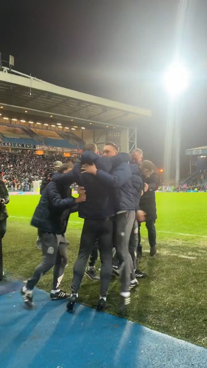Celebrations from the bench! 🔥 #ROVvPNE | #Rovers 🔵⚪️