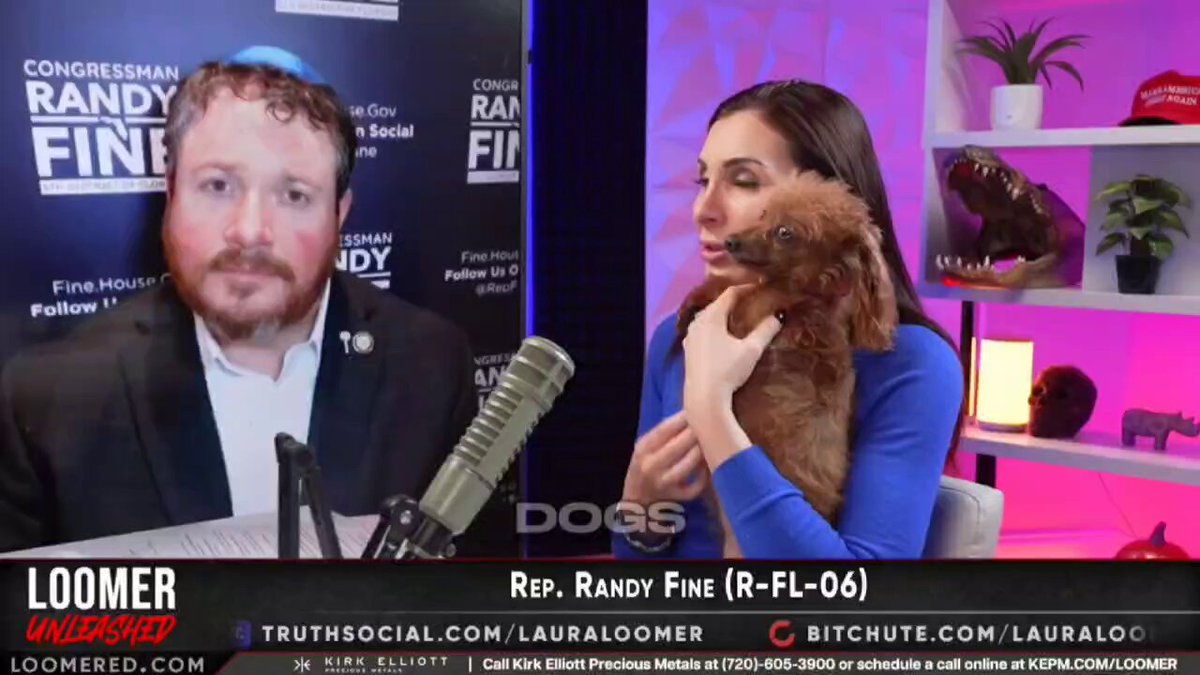Laura Loomer proceeds to make out with her dog, who suffers from a severe case of halitosis and tooth rot, live on air to the point that even the grotesque Randy Fine is disturbed.