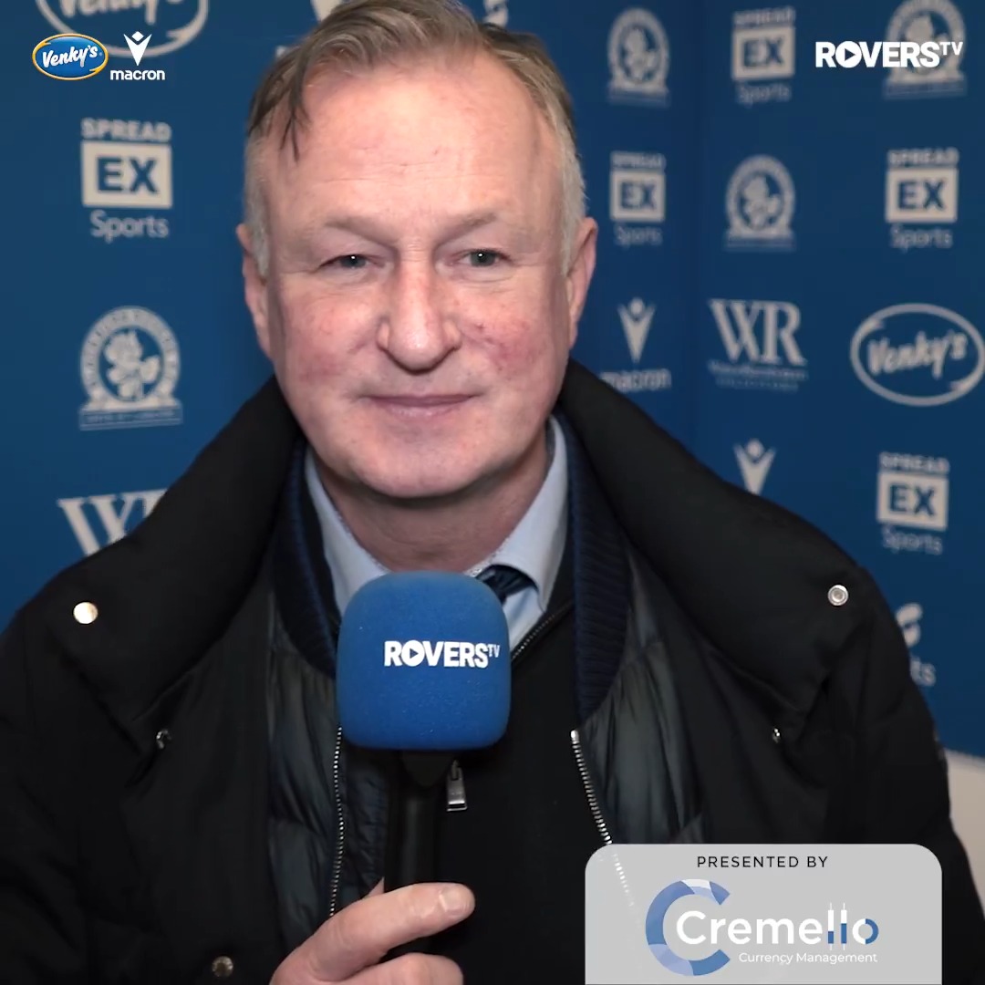 🗣️ A proud Michael O'Neill spoke to RoversTV after our dramatic derby day victory on his first home game in charge. 🤝 Sponsored by Cremello Currency Management #ROVvPNE | #Rovers 🔵⚪️