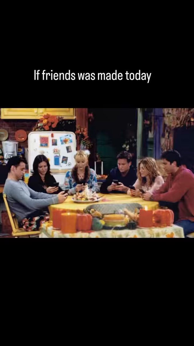90s sitcoms worked because no one had a cell phone & uncertainty was a feature. people had to miss each other & they had to guess. also they had to commit to plans & live with the consequences. if you walked out the door, you were genuinely unreachable. i wish i could live this life sometimes.