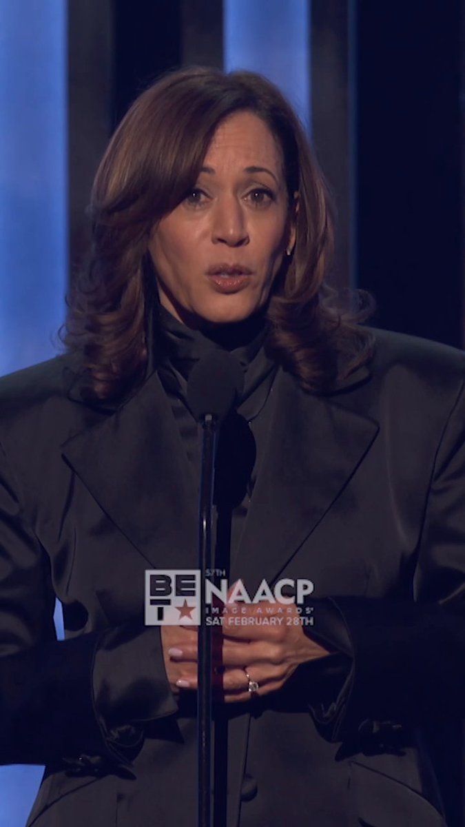 Radiant in purpose and unwavering in resolve. ✨ Last year, Kamala Harris was honored with the Chairman’s Award at the NAACP Image Awards. In her stirring words, she reminded us, “It is today that our best work can be done, and not some future day,” calling on each of us to meet this moment with courage and conviction, not to wait for some later date. Let’s answer that call by uplifting our communities and doing the work today. Join us for the 57th #NAACPImageAwards Saturday, Feb 28 at 8/7c on BET.