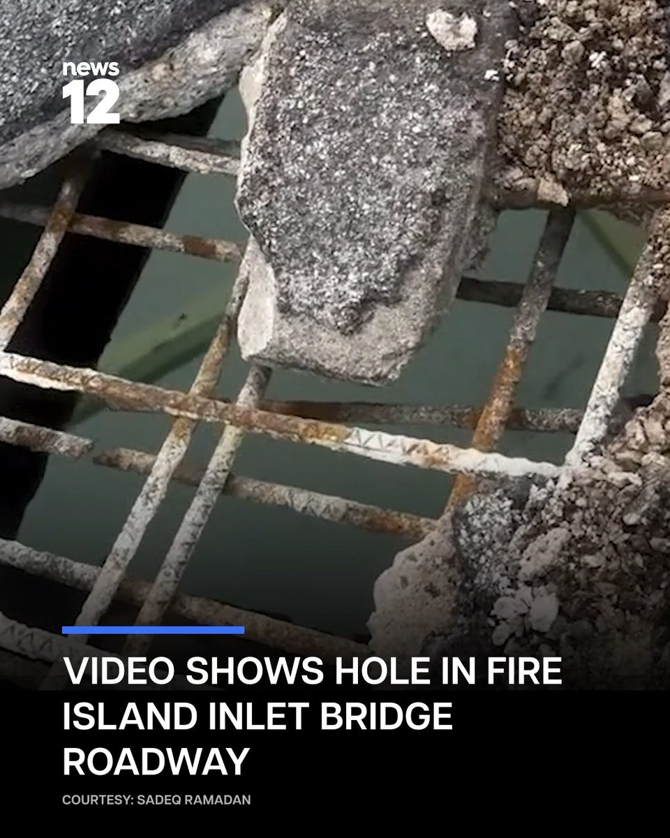HOLE IN BRIDGE: A new video is raising concerns about the condition of Long Island’s aging infrastructure after footage showed a gaping hole in the roadway of the Fire Island Inlet Bridge. #News12 #LongIsland #Infrastructure #Bridge #DOT #LocalNews