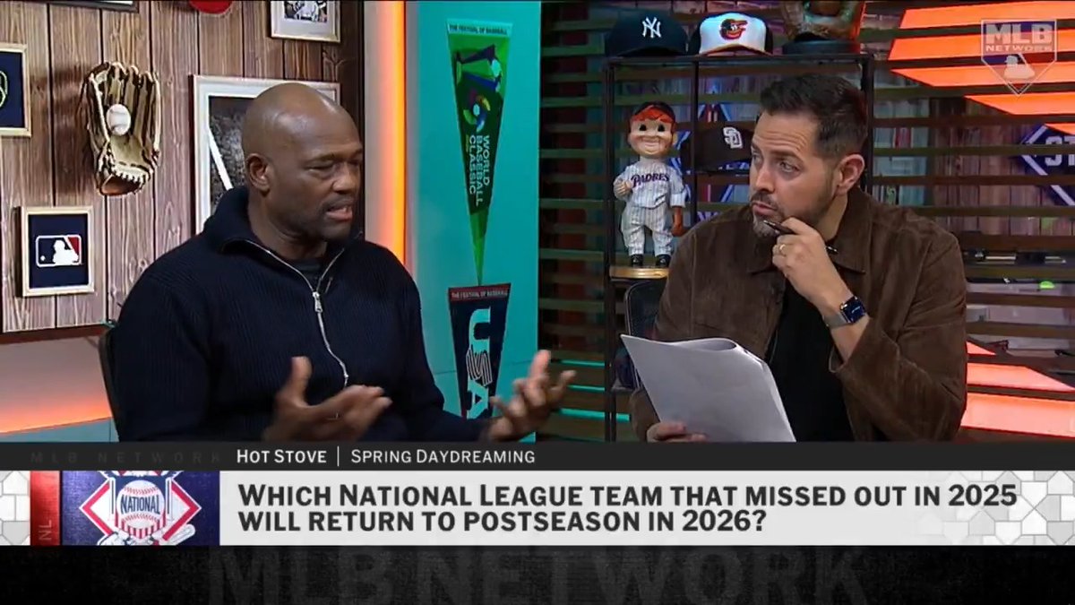 Which National League team that missed out in 2025 will return to the Postseason in 2026? #MLBNHotStove