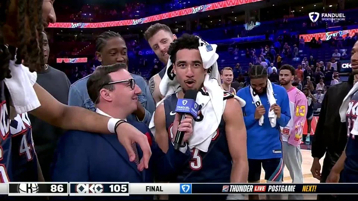 Jared McCain barking in his Thunder postgame interview 😂
